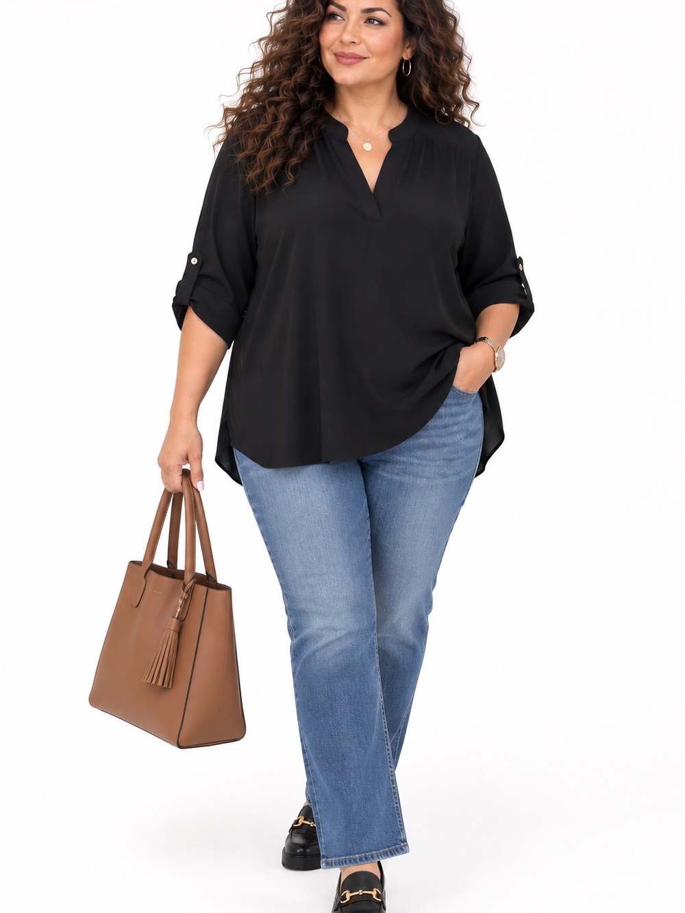 Calvin Klein Black Oversized Blouse 2X Plus Size Relaxed Fit Minimalist